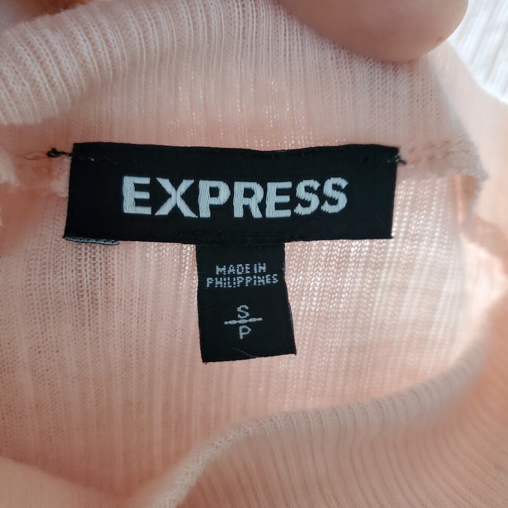 Express Women's Pink Lightweight Ruched Shoulder Ribbed Top Size S - Picture 5 of 7